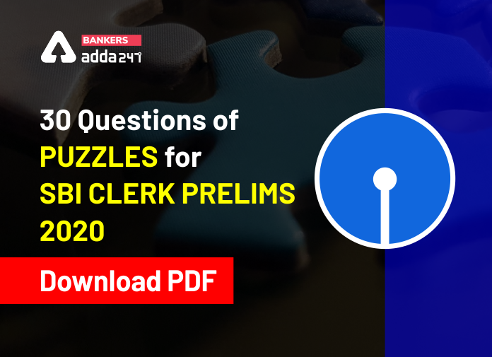30 Questions of Puzzles for SBI Clerk Prelims 2020 Download PDF